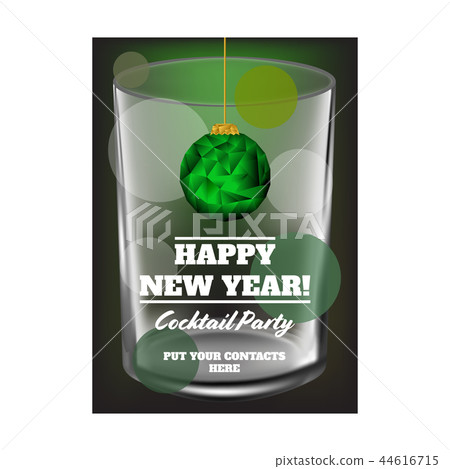 Happy New Year modern flyer with the glass Happy New Year modern flyer with the glass 44616715