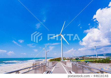 (靜岡縣)Kikugawa河口的風力渦輪機 (靜岡縣)Kikugawa河口的風力渦輪機 44618148