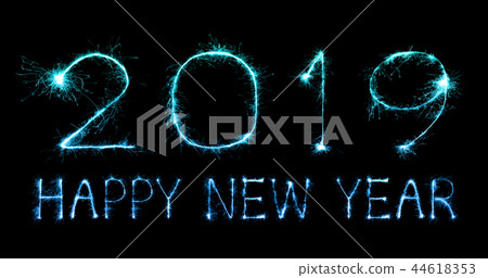 2019 happy new year with Sparkle firework 2019 happy new year with Sparkle firework 44618353