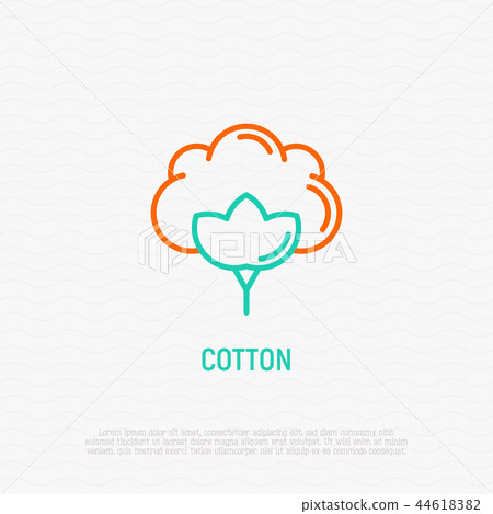 Flower of cotton thin line icon Flower of cotton thin line icon 44618382