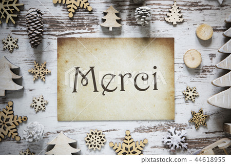 Rustic Christmas Decoration, Merci Means Thank You 44618955
