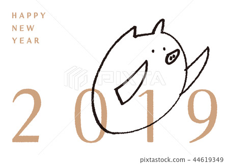 New year's card 2019 persimmon hand drawn illustration 44619349