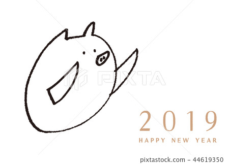 New year's card 2019 persimmon hand drawn illustration 44619350