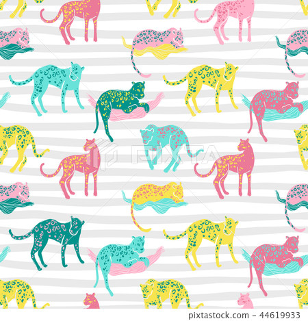 Vector seamless pattern with jaguars. Going, - Stock Illustration  [44619933] - PIXTA