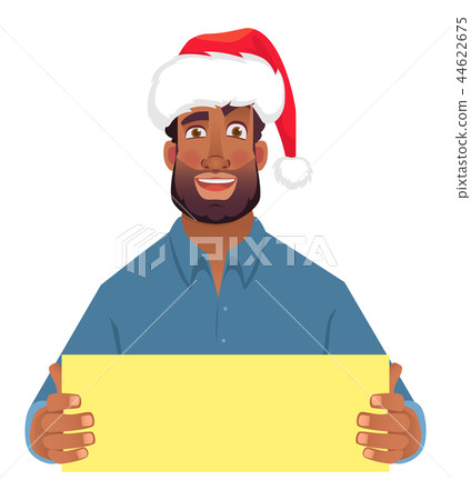 African man in hat holding blank card African man in hat holding blank card 44622675