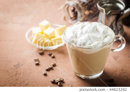 Bulletproof coffee, keto breakfast. 44623282