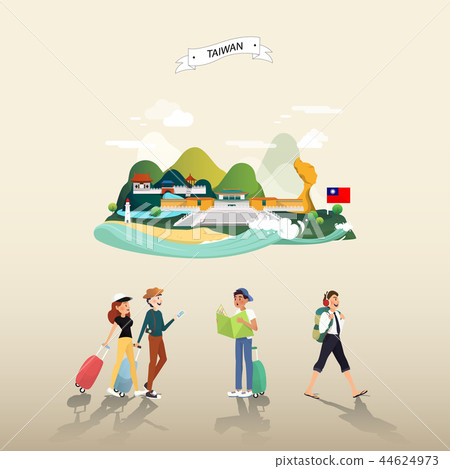 Attraction landmarks in Taiwan illustration design 44624973