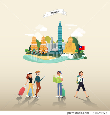 Attraction landmarks in Taiwan illustration design 44624974