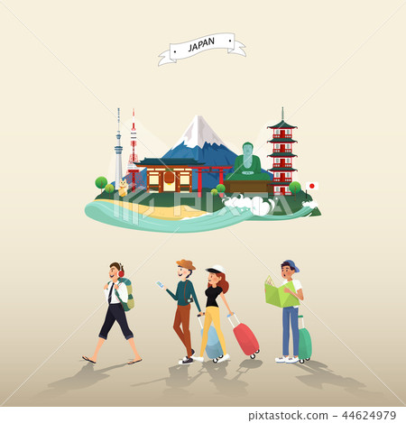Attraction landmarks in Japan illustration design 44624979