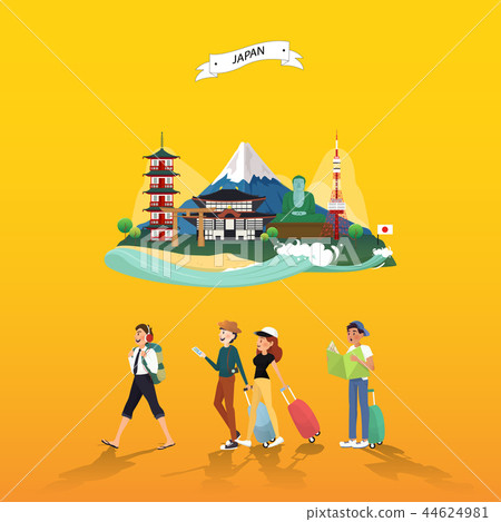 Attraction landmarks in Japan illustration design 44624981