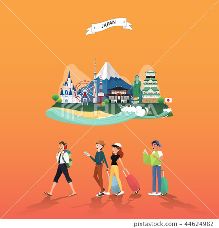 Attraction landmarks in Japan illustration design Attraction landmarks in Japan illustration design 44624982