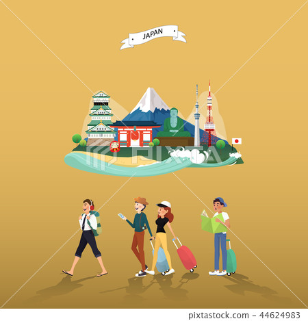 Attraction landmarks in Japan illustration design 44624983