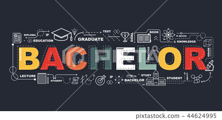 Design Concept Of Word Bachelor Website Banner. 44624995