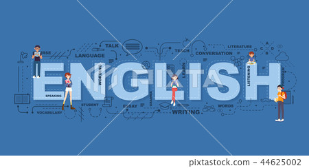 English word for education with icons flat design 44625002