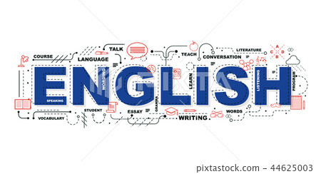 English word for education with icons flat design 44625003
