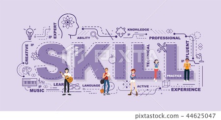 Design Concept Of Word SKILL Website Banner. 44625047