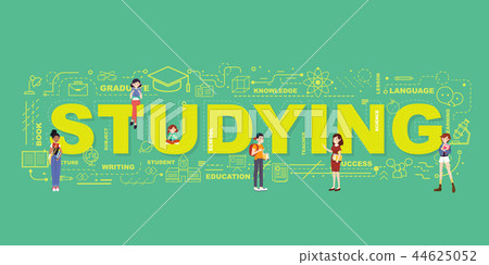 Design Concept Of Word STUDYING Website Banner. 44625052