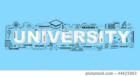 Design Concept Of Word University Website Banner Stock