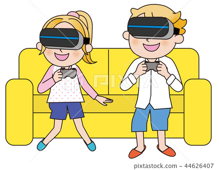 VR man and woman smile 44626407