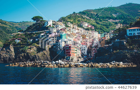 Scenic view of colorful village Riomaggiore. 44627639