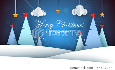 Cartoon paper happy new year. Merry christmas. 44627778