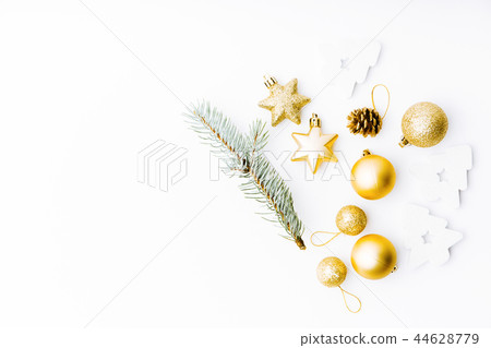 Christmas golden decoration on white 44628779