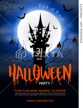 Halloween background design with black castle 44629275