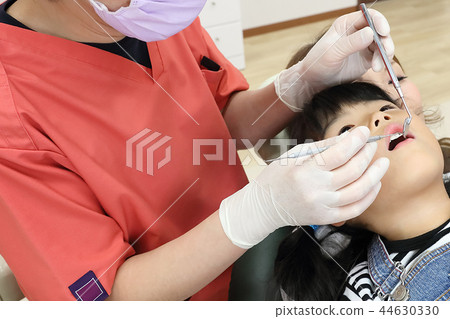 Girl receiving teeth treatment Image Girl receiving teeth treatment Image 44630330
