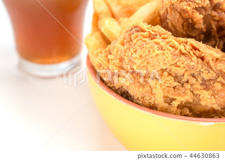 fried chicken southern style with potato and drink 44630863