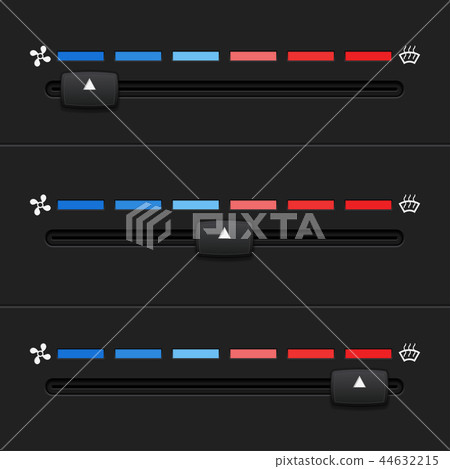 Car dashboard elements with temperature level sliders Car dashboard elements with temperature level sliders 44632215
