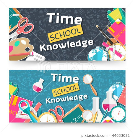 flat back to school horizontal banners concept. Vector illustration design flat back to school horizontal banners concept. Vector illustration design 44633021