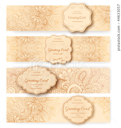 Set of ethnic ornament banners concept. Vintage... - Stock Illustration ...