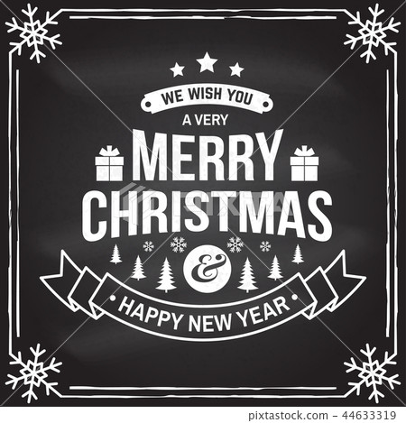 We wish you a very Merry Christmas and Happy New Year stamp, sticker set with snowflakes, christmas We wish you a very Merry Christmas and Happy New Year stamp, sticker set with snowflakes, christmas 44633319