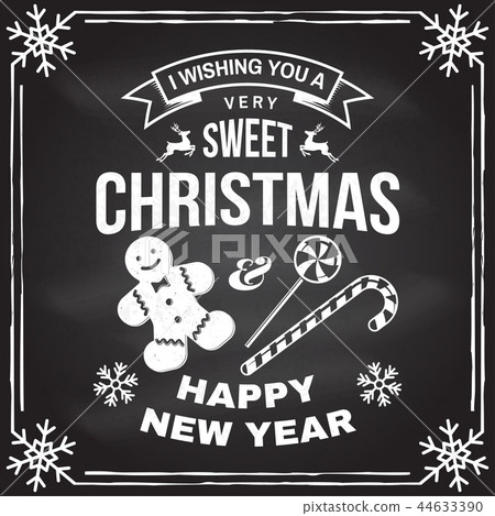 I wish you a very sweet Christmas and Happy New Year stamp, sticker set with snowflakes, christmas 44633390