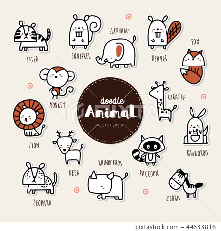 Collection of hand draw Animal icon doodle style. Collection of hand draw Animal icon doodle style. 44633816