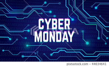 Cyber monday sale poster, bunner, invitation with electrical pulses 44634641
