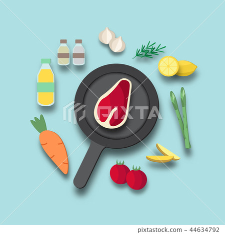 Ingredients of Steak. Paper art object style Ingredients of Steak. Paper art object style 44634792