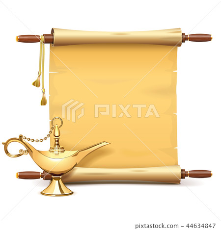 Vector Paper Scroll with Magic Lamp 44634847