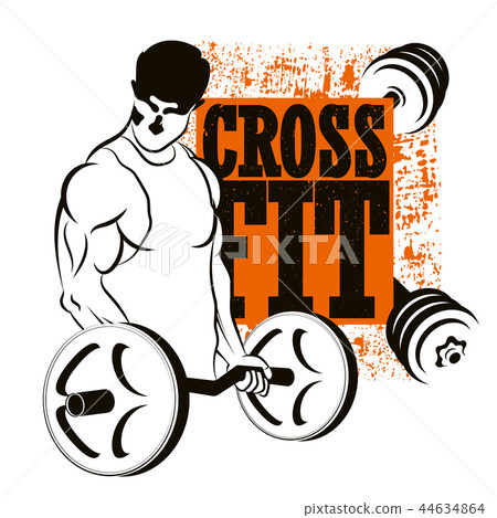 Athlete with barbell cross fit 44634864