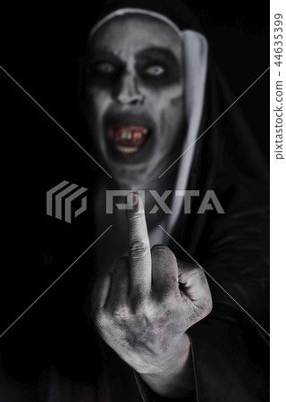 frightening evil nun giving the finger frightening evil nun giving the finger 44635399