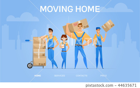 Cartoon loaders movers team - Stock Illustration [44635671] - PIXTA