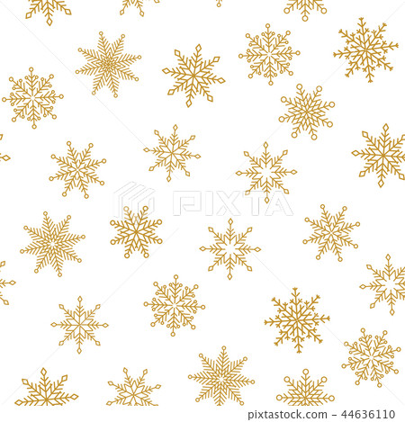 Golden snowflake simple seamless pattern. Vector illustration. 44636110