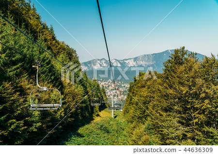 Cable Car Travel Above Carpathian Mountains 44636309