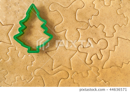 Roll out the dough cut Christmas figures 44636571