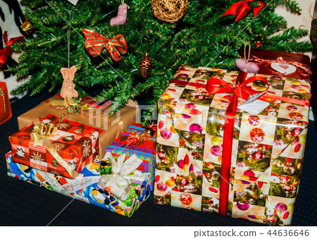 dressed up under the Christmas tree are boxes with 44636646