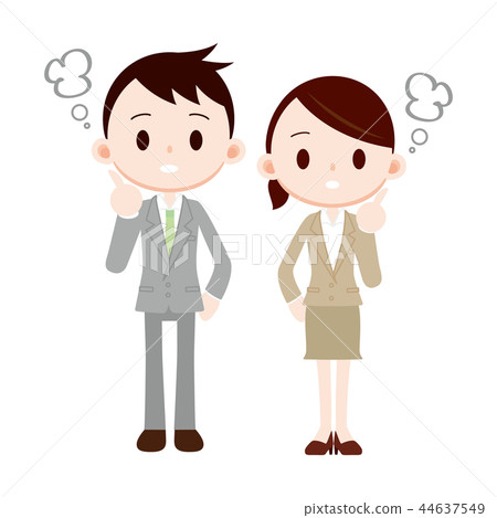 衣服男人和婦女認為的想法的辦公室工作者 44637549