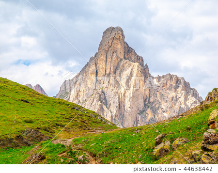 Passo Giau with Mount Gusela on the background, Dolomites, or Dolomiti Mountains, Italy Passo Giau with Mount Gusela on the background, Dolomites, or Dolomiti Mountains, Italy 44638442