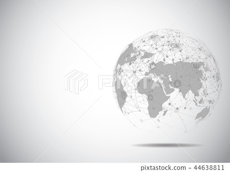 Global network connection. World map point Global network connection. World map point 44638811