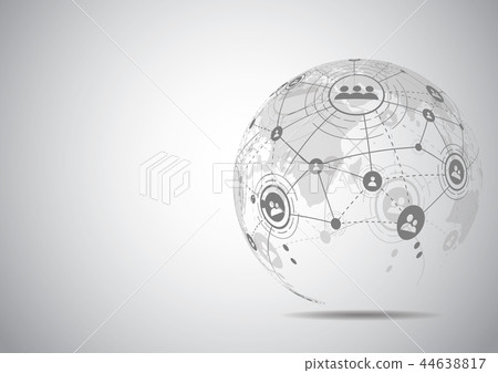 Global network connection. World map point Global network connection. World map point 44638817
