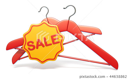 Red clothes hanger with SALE label 3D 44638862